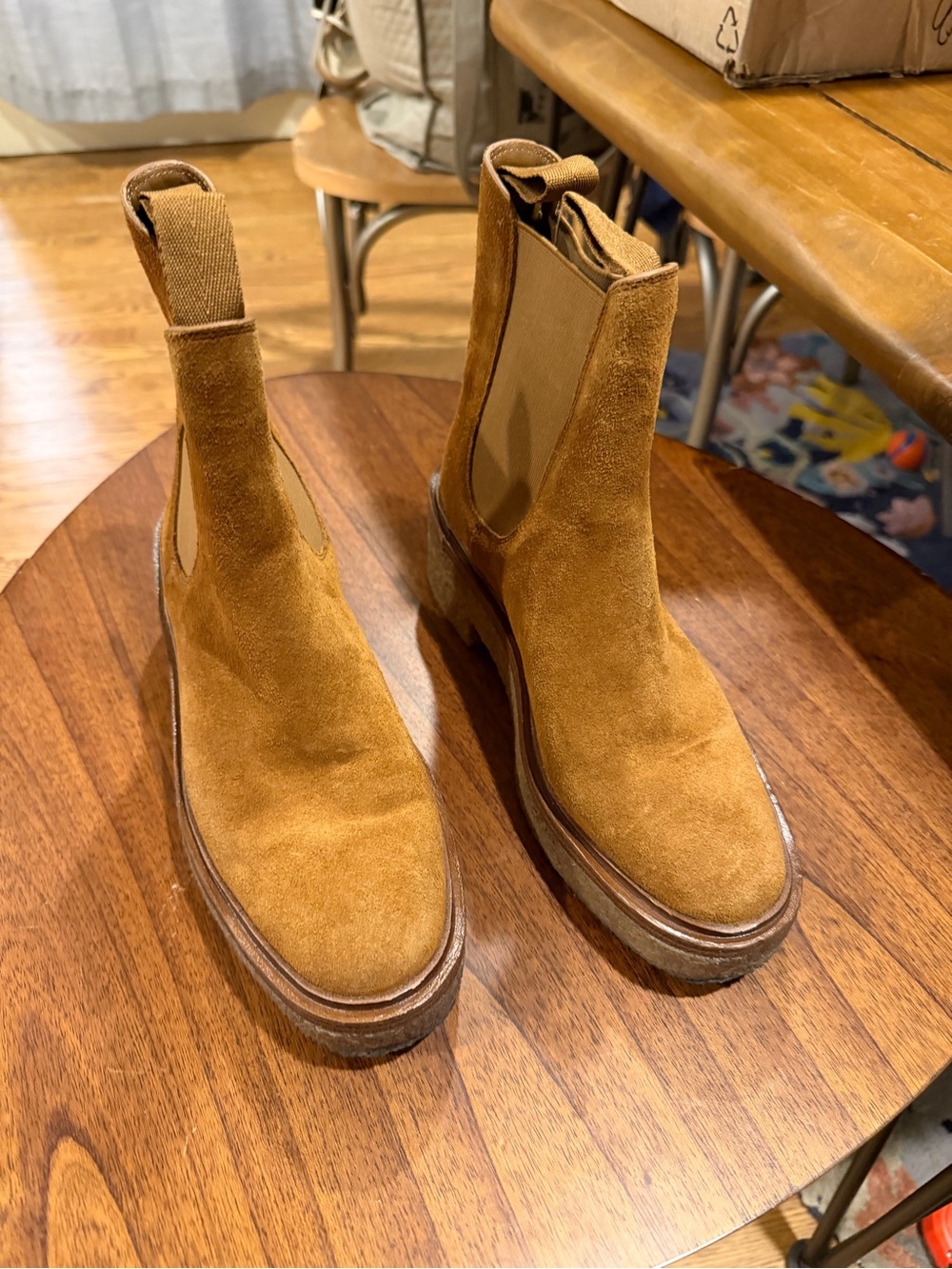 Loeffler Randall Suede Chelsea Ankle Boots in Cognac/Tan